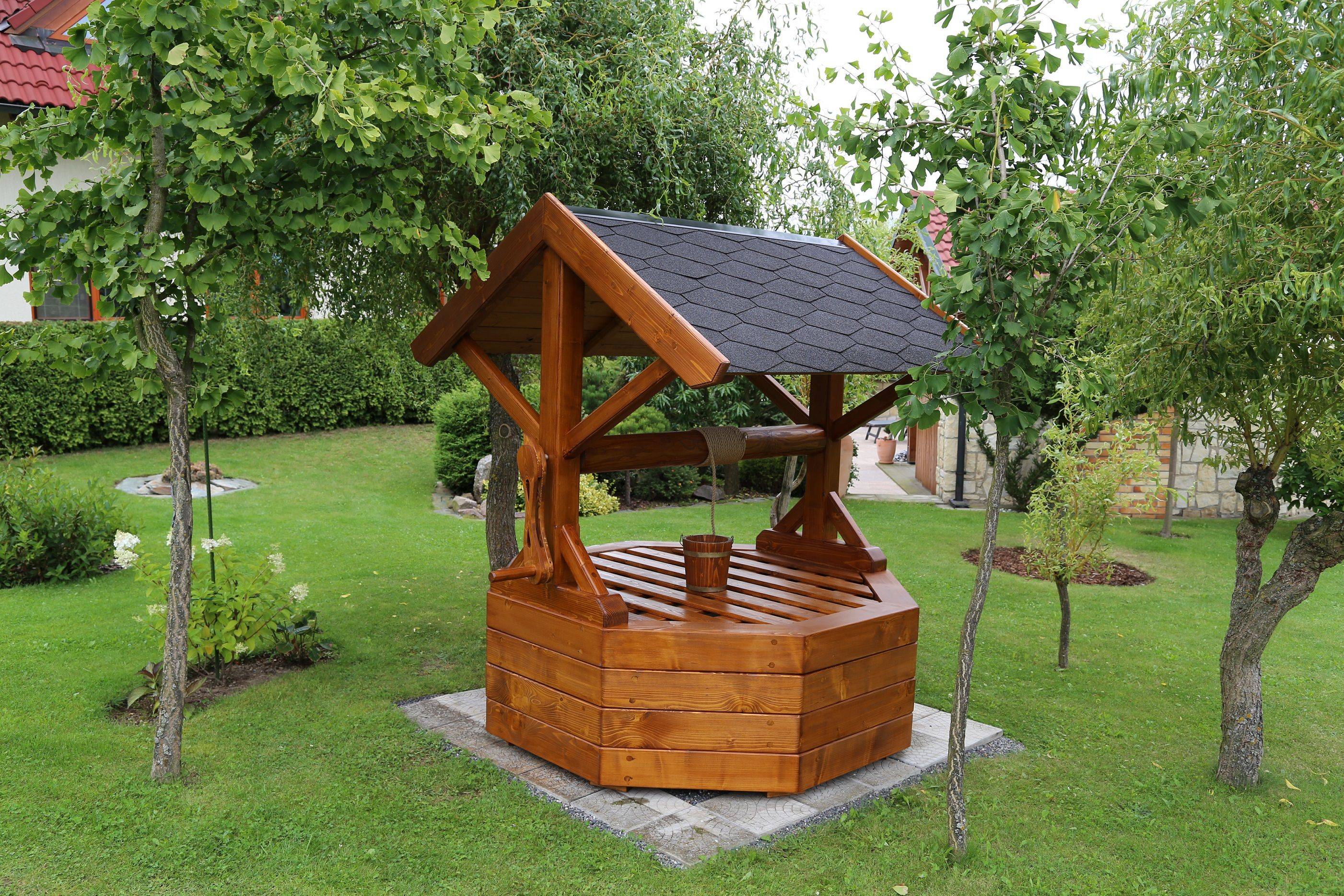 Декоративный колодец из бетонных колец для сада: как оформить колодец на даче и садовом участке красиво, чертеж  - 19 фото