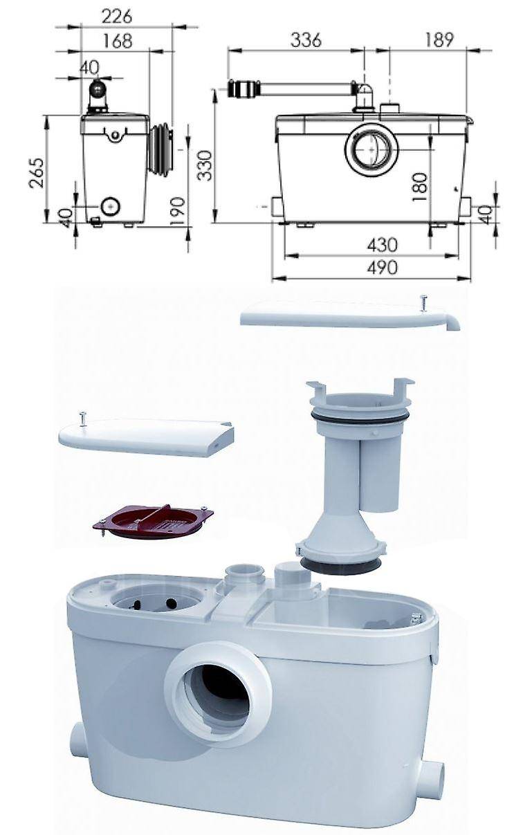 Насосы для унитаза (туалета): фекальные, с измельчителем