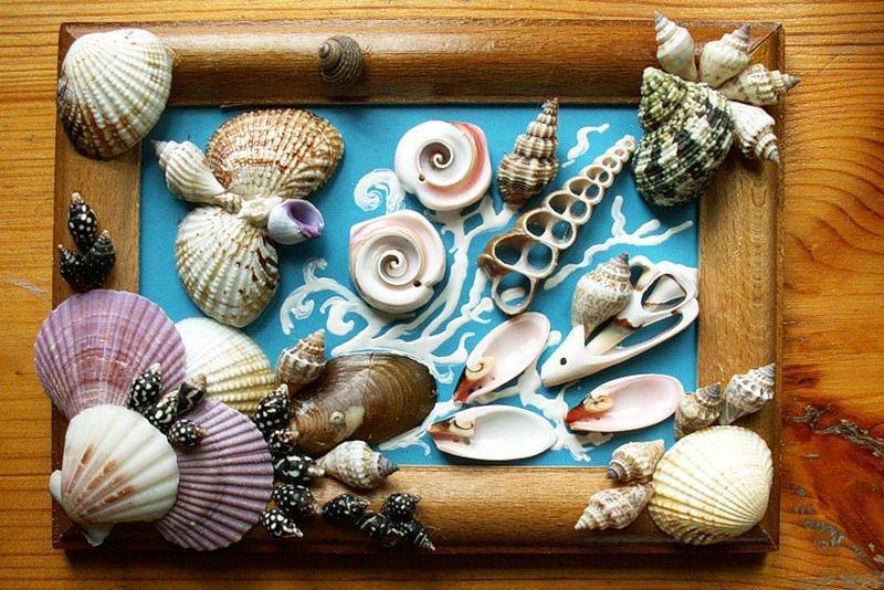 Ракушки морские в интерьере, декор своими руками, бордюр из ракушек для ванной комнаты