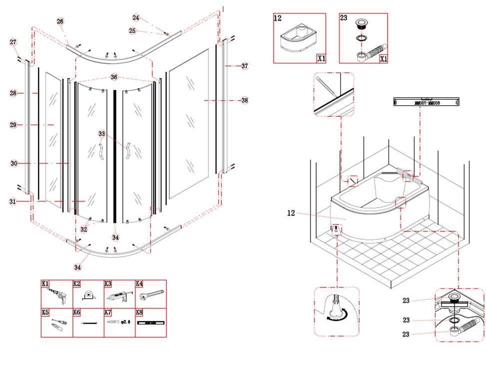 Cборка душевой кабины: инструкция как правильно собрать кабинку самостоятельно, как собирается душ, пошаговая схема по сбору