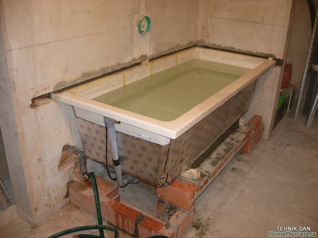Установка акриловой ванны своими руками на кирпичи и металлический каркас: особенности проведения работ