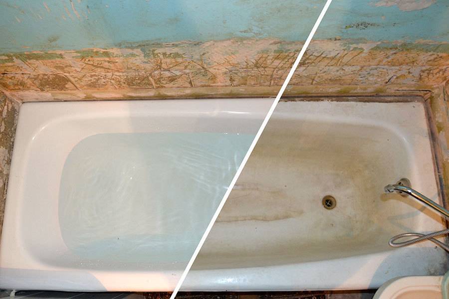 Как отреставрировать фрагмент эмалированной ванны