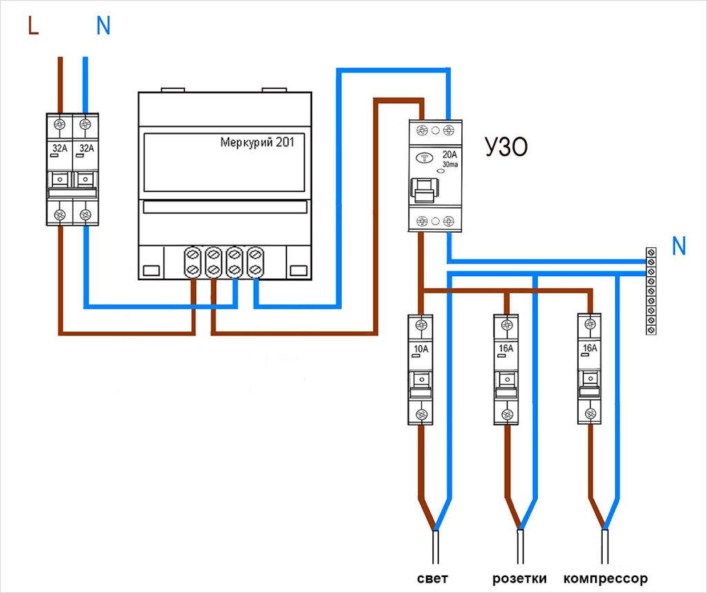 Подключение трехфазного электросчетчика - схема