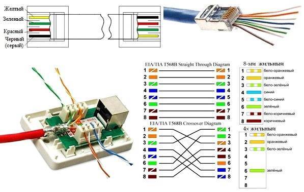 Розетка для интернет кабеля: схема установки по цветам
розетка для интернет кабеля: схема установки по цветам