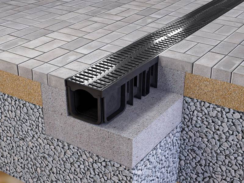Дождевой лоток водоотводный бетонный с решеткой: типы, область применения, общая характеристика +видео